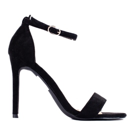 W. Potocki Potocki schwarze Wildleder-Sandalen mit hohem Absatz