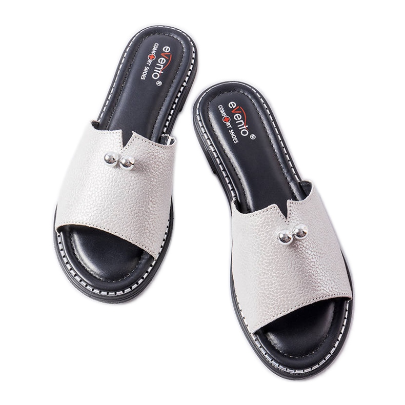 Evento Silberne Metallic-Sandalen mit Perlen von Frederi silber-