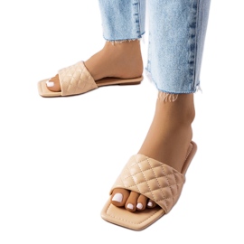 Beigefarbene, elegante Flip-Flops mit Steppung von Labrie