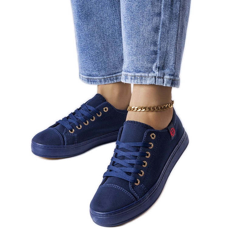 Marineblaue Sneaker aus Stoff von Descoteaux
