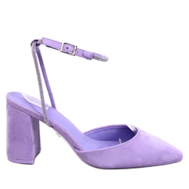 Pumps mit offenem Absatz von Esten Purple lila