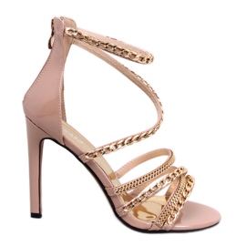 Chester Nude Sandalen mit Kettenabsatz beige