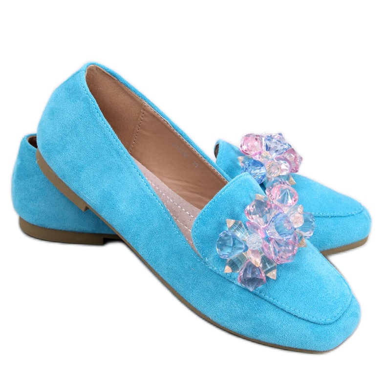 Deley Blaue perlenbesetzte Loafer