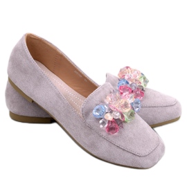 Deley Graue perlenbesetzte Loafer