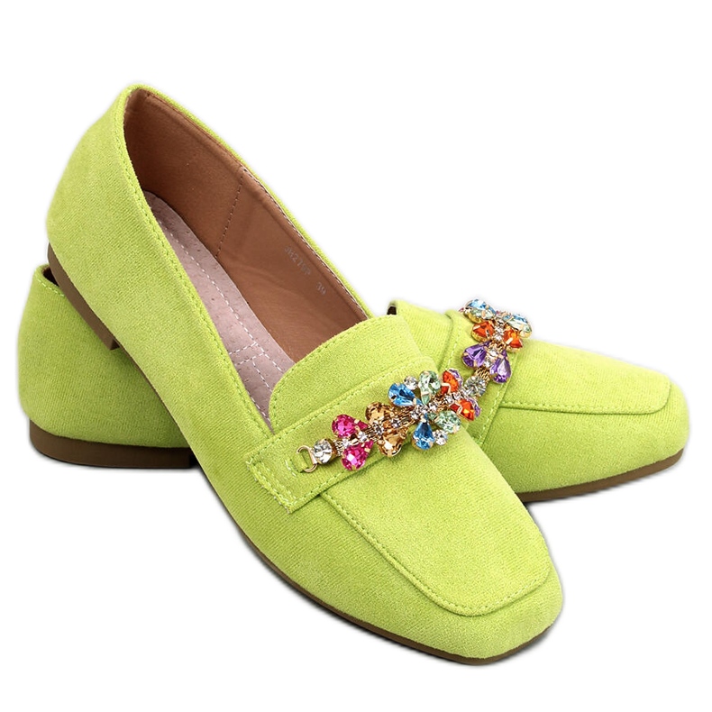 Davitian Green Strass-Loafer grün