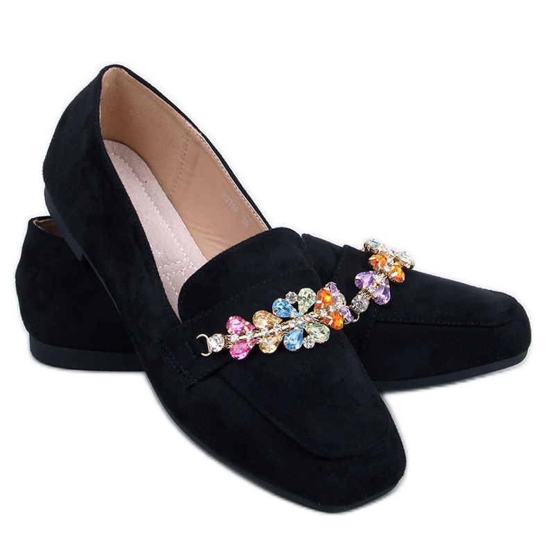 Davitian Schwarze Strass-Loafer