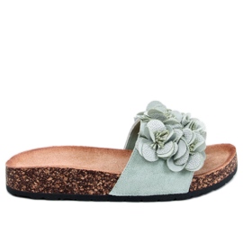 Korkpantoffeln mit Brice Green Blumen grün