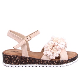 Hahn Keilsandalen mit Blumenmuster in Beige