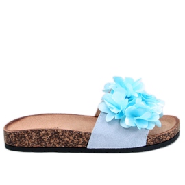 Hausschuhe aus Kork mit Blumen von Gardner Blue blau