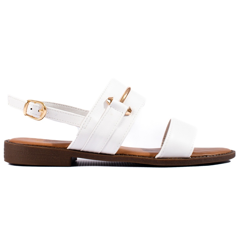 W. Potocki Weiße Damensandalen mit Goldverzierung von Potocki