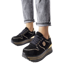 Schwarz-goldene Plateau-Sneaker von Therrien