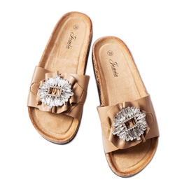 Braune Pantoletten mit Korksohle von Roy