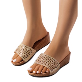 Goldene Elitha-Keilsandalen