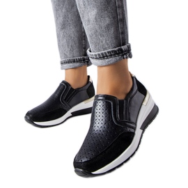 Schwarze, durchbrochene Keilsneaker von Vernon