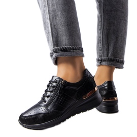 Jazzar schwarze durchbrochene Lederschuhe