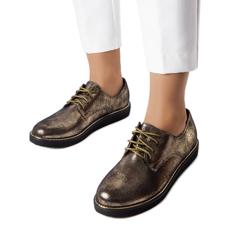Brogues aus Goldbrokat von Cemetery golden