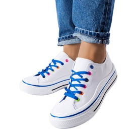 Weiße und blaue Plateau-Sneaker von Bois