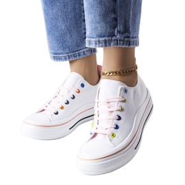 Weiße und rosa Plateau-Sneaker von Bois