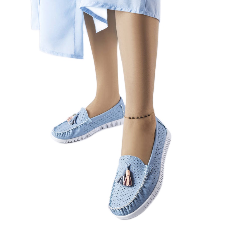 Maryville-Slipper aus blauem Leder