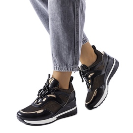 Venezia Schwarz-goldene Keilsneaker von Vincez