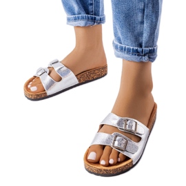 Cincinna-Silber-Slipper mit Korksohle