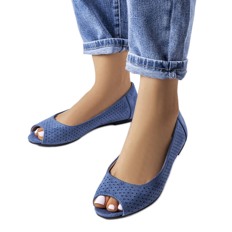 Marineblaue, durchbrochene Ballerinas von Agate