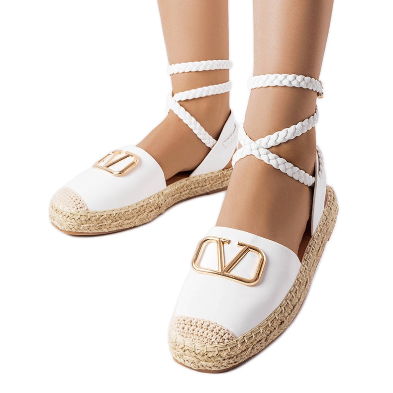 Weiße Parent-Espadrilles zum Schnüren