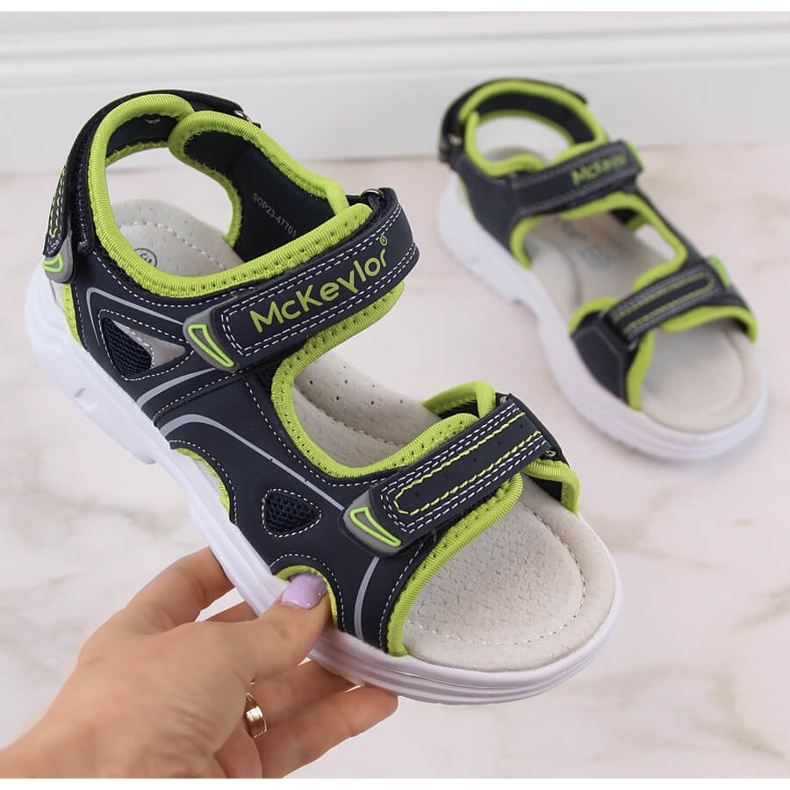 McKeylor 47701 marineblaue und grüne Klettsandalen für Jungen