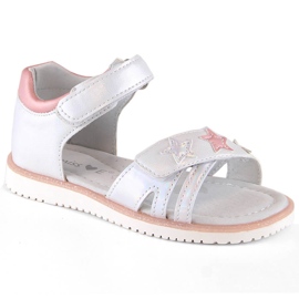 Evento Miss. Silberne Sandalen mit Klettverschluss für Mädchen
