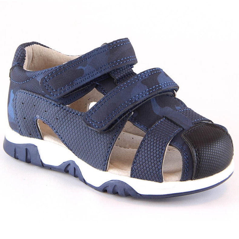 News 5909 Sommersandalen für Jungen mit Klettverschluss, Marineblau-Camouflage