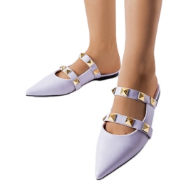 Lilafarbene Pantoletten mit Nieten von Ruckman violett