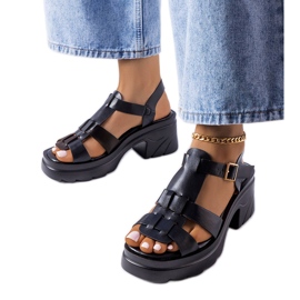 Schwarze Sunset-Sandalen mit Stilettoabsatz