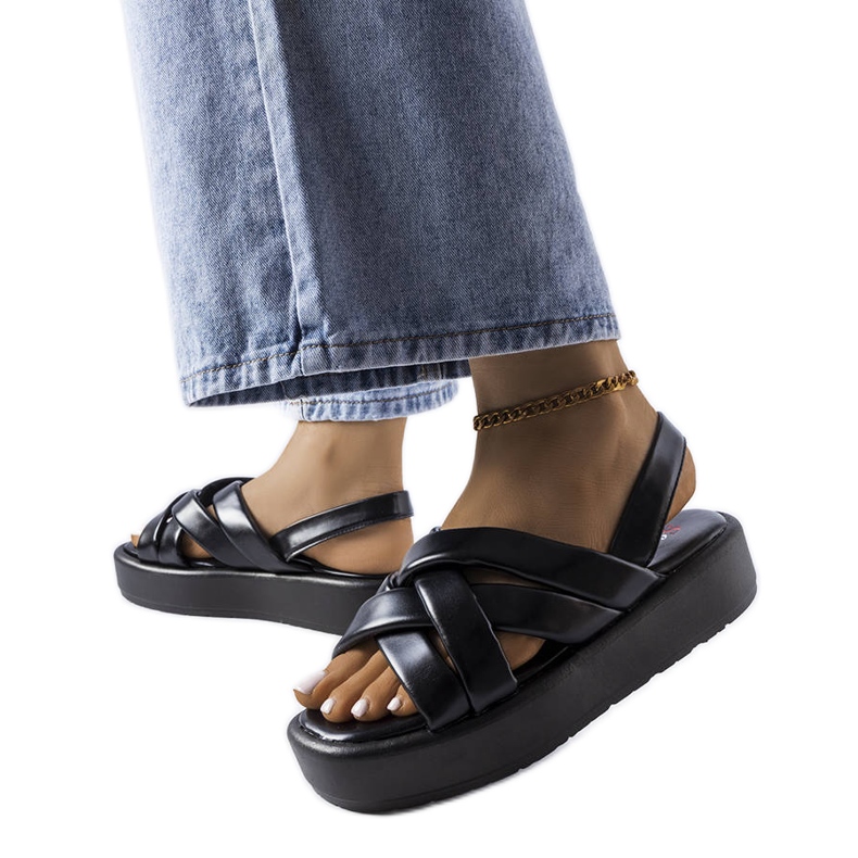 Schwarze Horseshoe-Plateausandalen