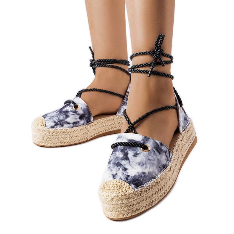 Schwarze Plateau-Espadrilles zum Schnüren von Duffet