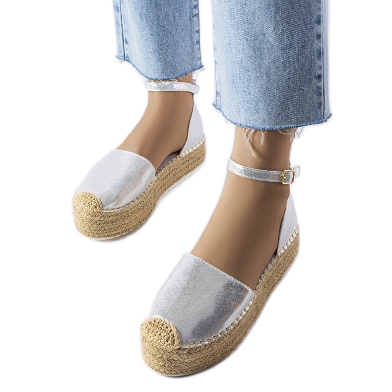 Silberne Plateau-Espadrilles von Clousson silber-