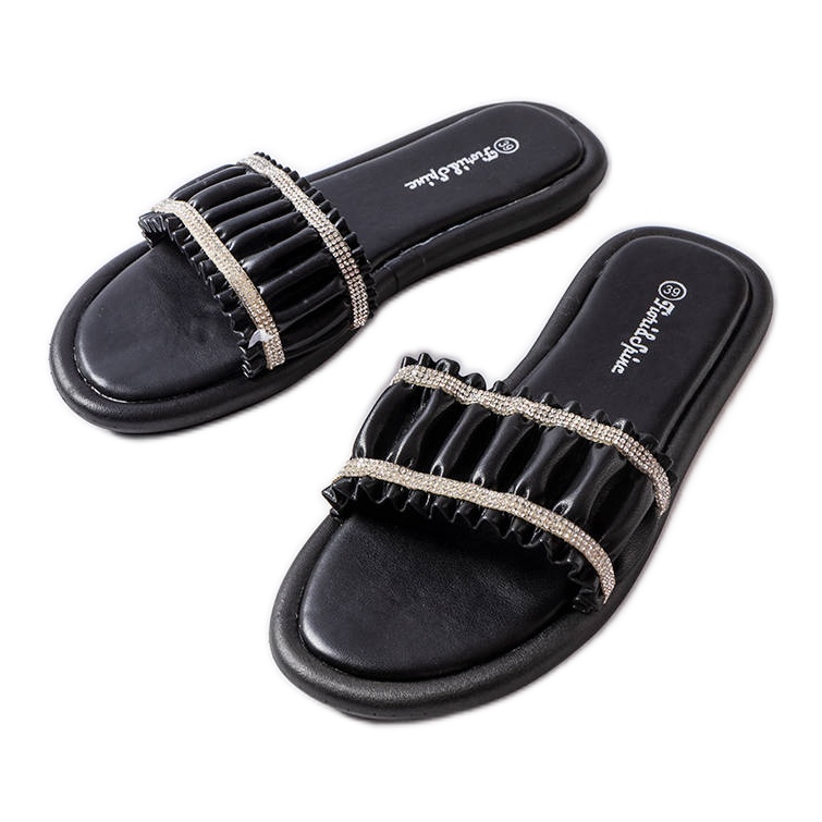 Schwarze Flip-Flops mit Anapor-Strasssteinen