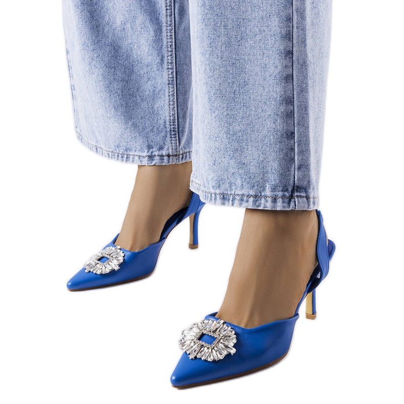 Moïse-blaue Strass-Pumps