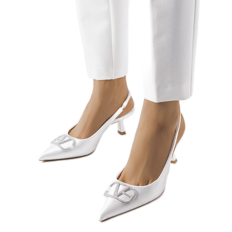 Weiße High Heels mit Zirkonias von Lafontaine