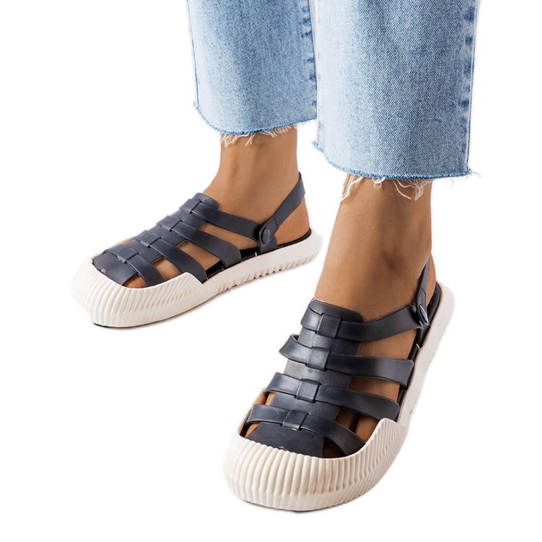 Canton-Sandalen aus schwarzem Gummi