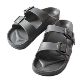 Graue Gummipantoffeln mit Schnallen von Eugene