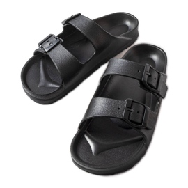 Schwarze Gummi-Sandalen mit Schnallen von Eugene