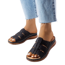 Schwarze Keilsandaletten aus Jersey