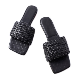 Goldleaf-Pantoletten aus schwarzem Webstoff