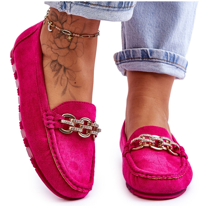 Damen-Slipper aus Wildleder, Fuchsia Sorento rosa