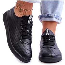 Durchbrochene Schnür-Sneaker für Damen in Schwarz Carinel weiß