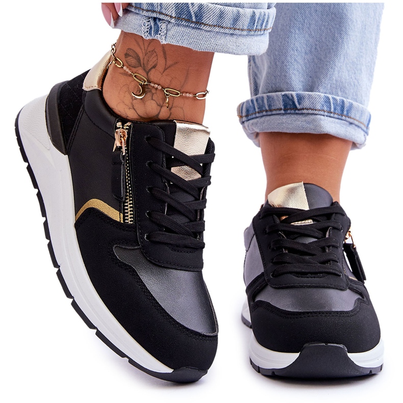 PG1 Damen-Sportschuhe mit Reißverschluss Schwarz Larisa