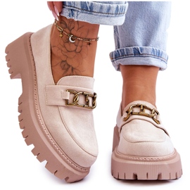 Plateau-Loafer aus Wildleder für Damen in Hellbeige von Larey