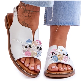 Vinceza Damen-Ledersandalen mit Steinen White Mersea schwarz