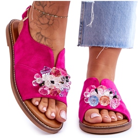 Vinceza Fuchsia Mersea Stoned Wildledersandalen für Damen rosa