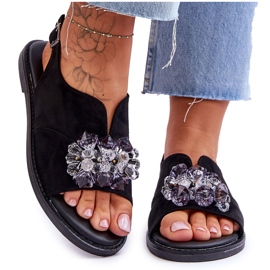 Vinceza Schwarze Mersea Stoned Wildledersandalen für Damen